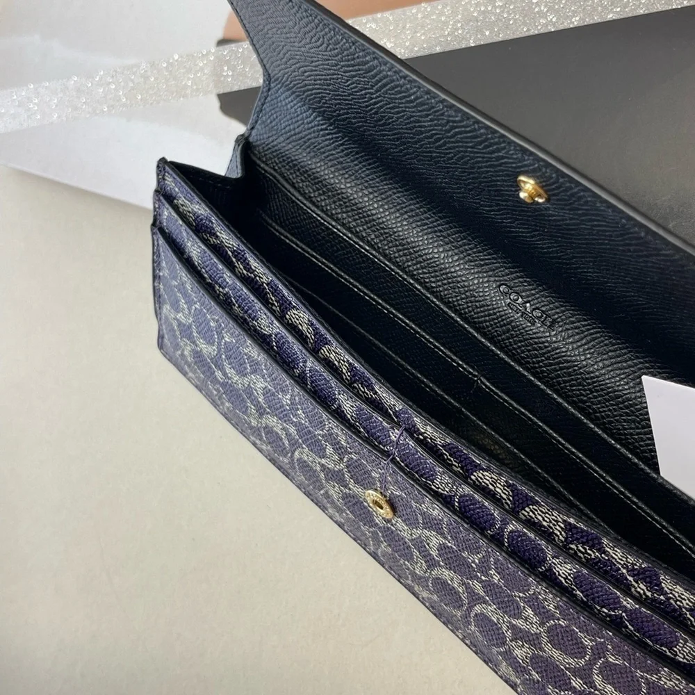 (new+tag) Coach signature monogram classic violet black soft wallet
